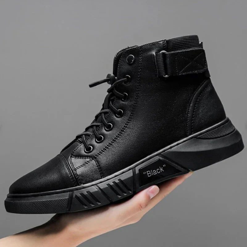 LAVENDO | BLACK LEATHER SNEAKERS