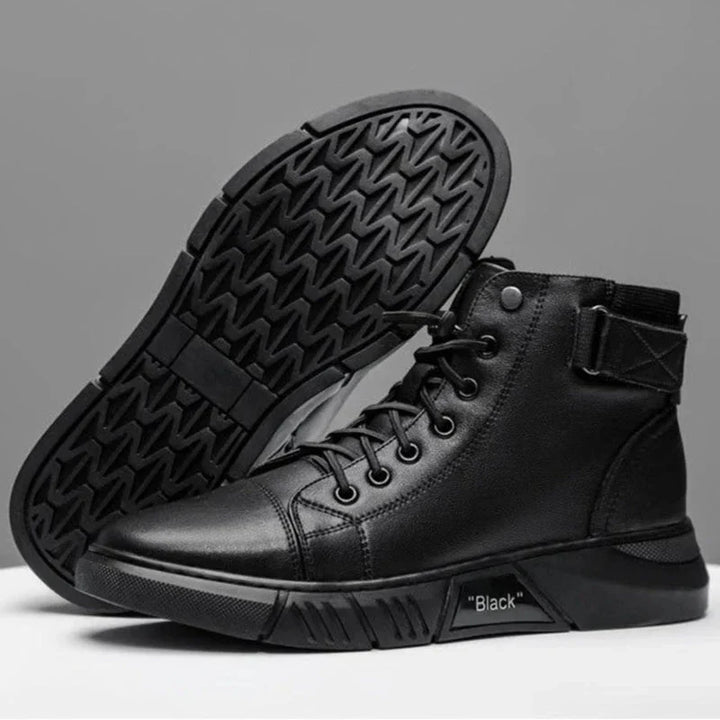 LAVENDO | BLACK LEATHER SNEAKERS