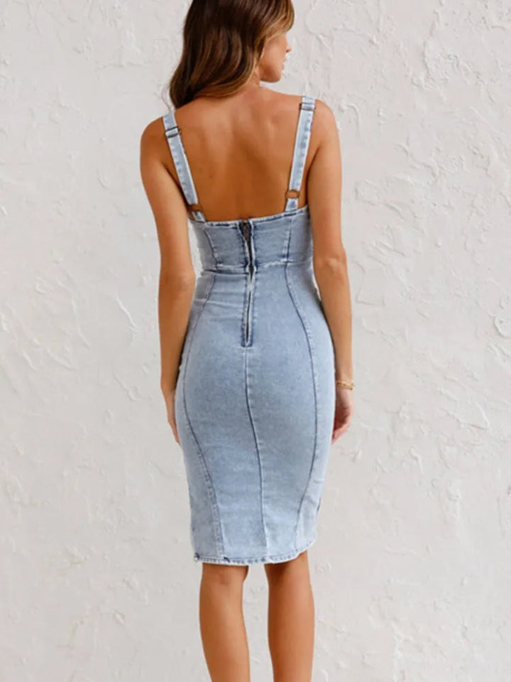 LAVENDO |  Denim Dress with Adjustable Straps